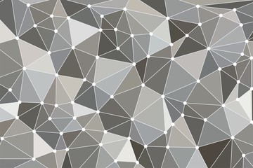 Fototapeta premium Background polygon with points. Gray-brown color. Wireframe mesh polygonal background. Abstract form with connected lines and dots.