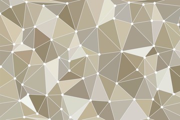 Background polygon with points. Brown color. Abstract geometric background with polygons. Molecule and communication background. Background triangulation dots