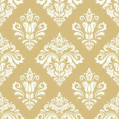 Oriental vector classic pattern. Seamless abstract background with repeating elements. Golden and white pattern