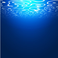 Underwater background with sun. Vector Illustration