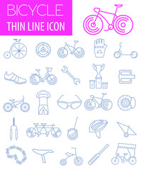 Bicycle icon set. Bike types. Vector illustration linear thin de