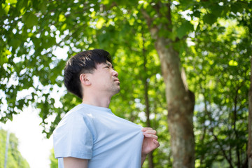 真夏のイメージ（不快・酷暑・汗）