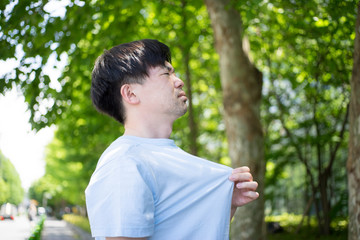 真夏のイメージ（不快・酷暑・汗）