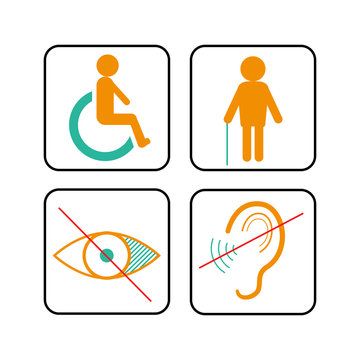 Disabled signs deaf, blind, and wheelchair