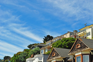 California: case sulla collina di Sausalito il 17 giugno 2010. Sausalito è una città nella Baia di San Francisco