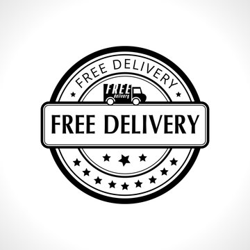 Black stamp with the text free delivery. Fast delivery. Free shipping