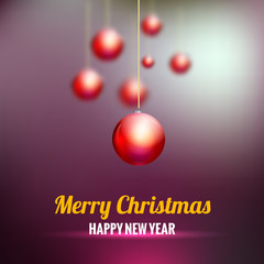 Merry Christmas background with red balls
