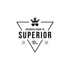 Vintage denim jeans frame logo. Classical Clothing line label.