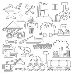 Metallurgy icon set. Thin line icon design