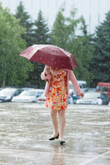 girl, rain, weather, natural disaster, rain, child , umbrella, water, kid