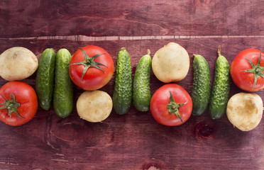 Vegetables on old wood surface
