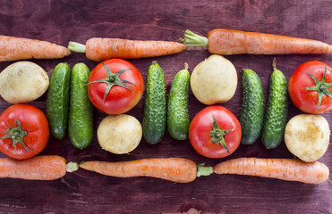 Vegetables on old wood surface