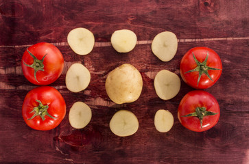 Vegetables on old wood surface