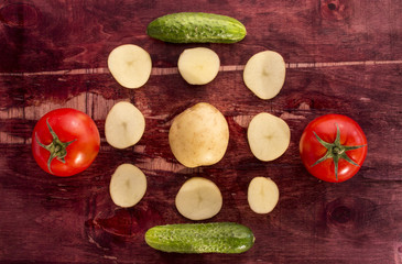 Vegetables on old wood surface