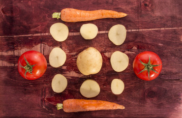 Vegetables on old wood surface