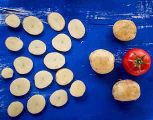 Vegetables on old wood surface