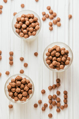 Chocolate cereal balls with milk