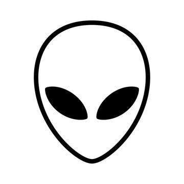 Extraterrestrial alien face or head symbol line art icon for apps and websites