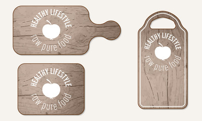 Wooden breadboard with icon of lifestyle