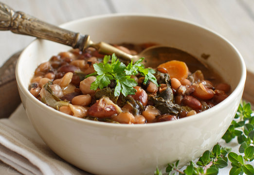 Cooked legumes and vegetables in a bowl