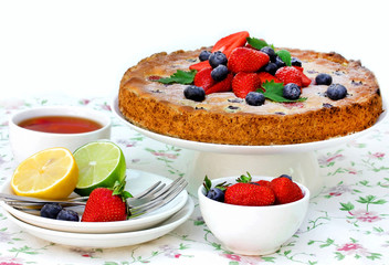 Summer berry fruit cake, festive tea party