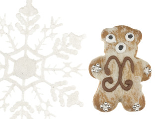 funny gingerbread bear and snowflake
