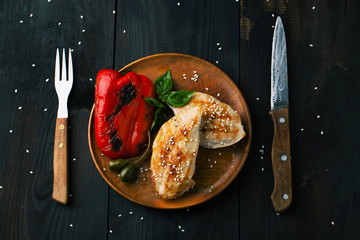 Chicken fillet grilled with paprika