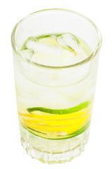 above view of glass tumbler with lemonade drink