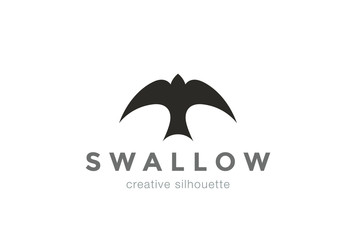 Swallow Logo abstract silhouette vector bird Logotype icon