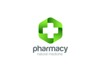 Pharmacy Logo Medicine green cross vector. Eco Medical clinic