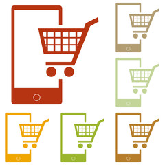 Shopping on smart phone sign