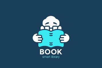 Man Reading Book Education Logo vector Bookstore Library icon