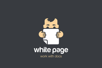 Man reading Paper page document Logo vector Negative space