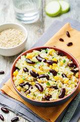 zucchini corn carrots red beans rice