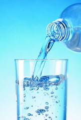 Water poured from a bottle into a glass