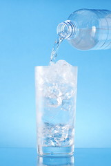 Water poured from a bottle into a glass