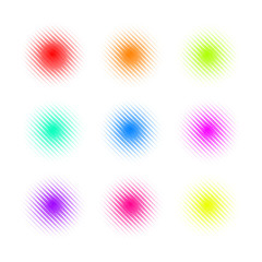 Set of Circle Colorful square Dot Banners. Noisy Round concepts. Dotwork Halftone Backgrounds. Vector Illustration.