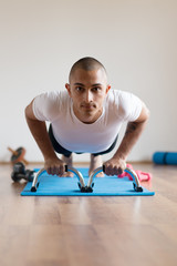 Sportsman doing pushups.