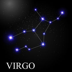 Obraz na płótnie Canvas Virgo Zodiac Sign with Beautiful Bright Stars on the Background 