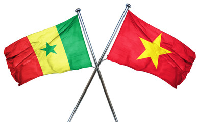 Senegal flag with Vietnam flag, 3D rendering