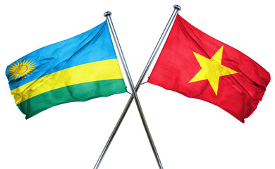 Rwanda flag with Vietnam flag, 3D rendering