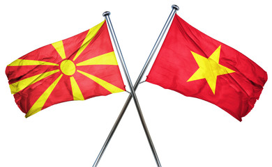 Macedonia flag with Vietnam flag, 3D rendering