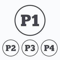 Car parking icons. First and second floor sign.