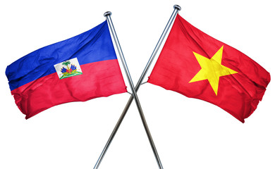 Haiti flag with Vietnam flag, 3D rendering