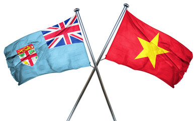 Fototapeta premium Fiji flag with Vietnam flag, 3D rendering