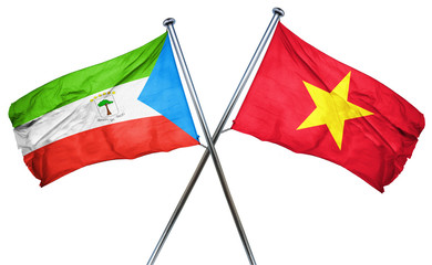 Equatorial guinea flag with Vietnam flag, 3D rendering