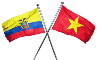 Ecuador flag with Vietnam flag, 3D rendering