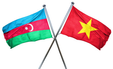 Azerbaijan flag with Vietnam flag, 3D rendering