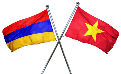 Armenia flag with Vietnam flag, 3D rendering