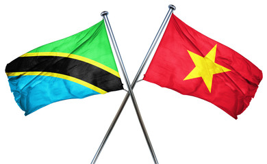 Tanzanian flag with Vietnam flag, 3D rendering